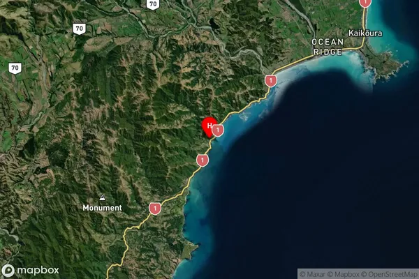 Kaikoura, Canterbury Satellite Map