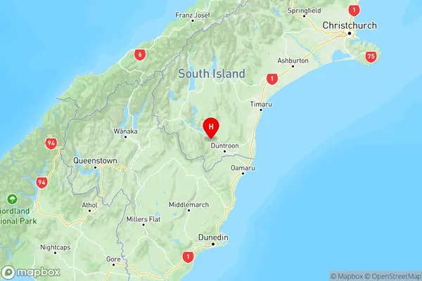 Kurow, Canterbury Region Map