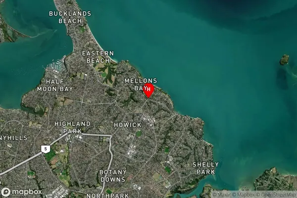 Mellons Bay, Auckland Satellite Map