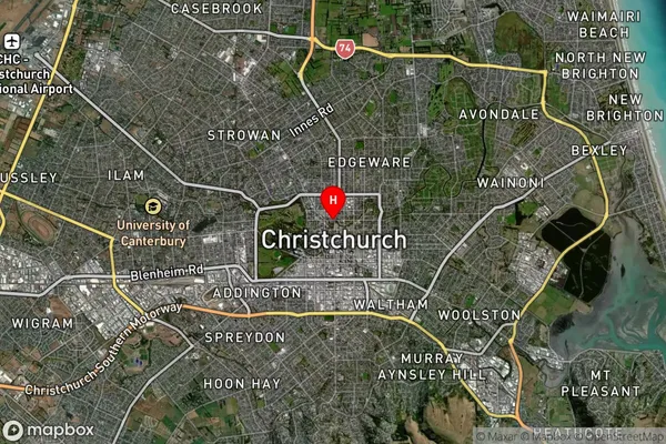 Christchurch Central, Canterbury Satellite Map