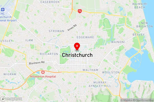 Christchurch Central, Canterbury Region Map