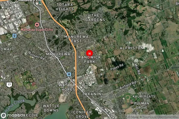 Randwick Park, Auckland Satellite Map