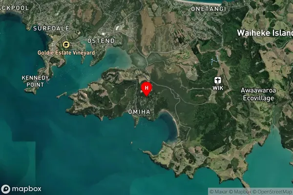 Omiha, Auckland Satellite Map