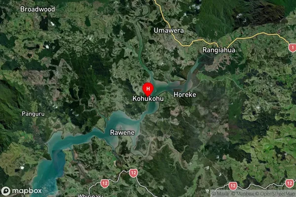 Kohukohu, Northland Satellite Map