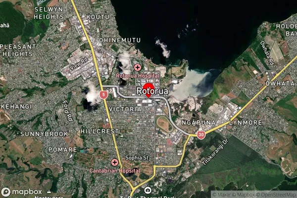 Rotorua Central, Bay of Plenty Satellite Map