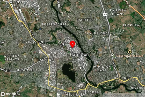 Hamilton Central, Waikato Satellite Map