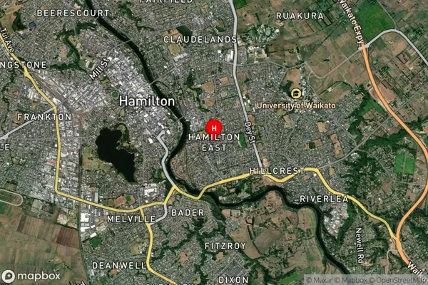 Hamilton East, Waikato Satellite Map