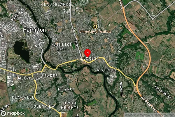 Hillcrest, Waikato Satellite Map