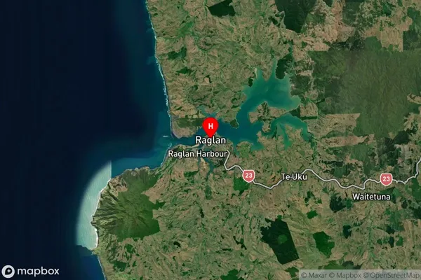 Raglan, Waikato Satellite Map