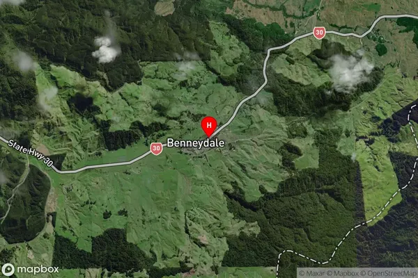 Benneydale, Waikato Satellite Map