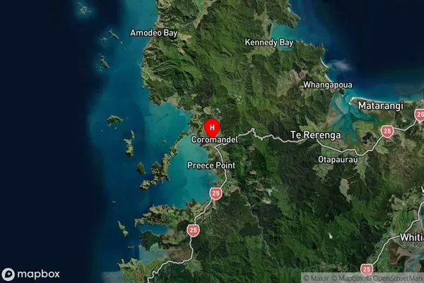 Coromandel, Waikato Satellite Map