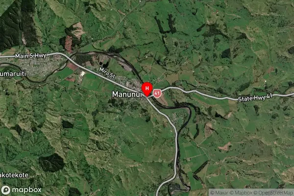 Manunui, Central North Island Satellite Map