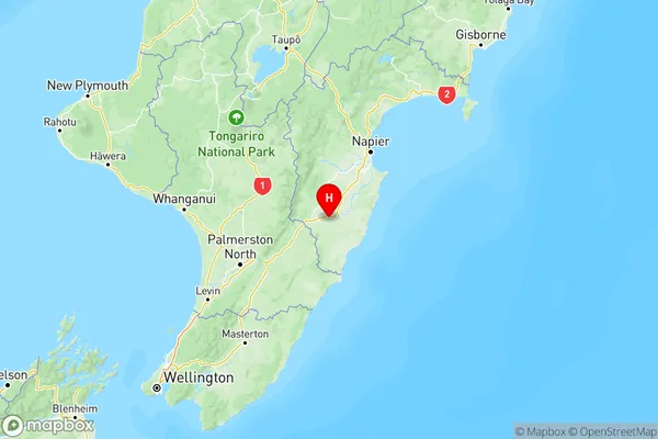 Central Hawkes Bay Country, Hawke's Bay Region Map