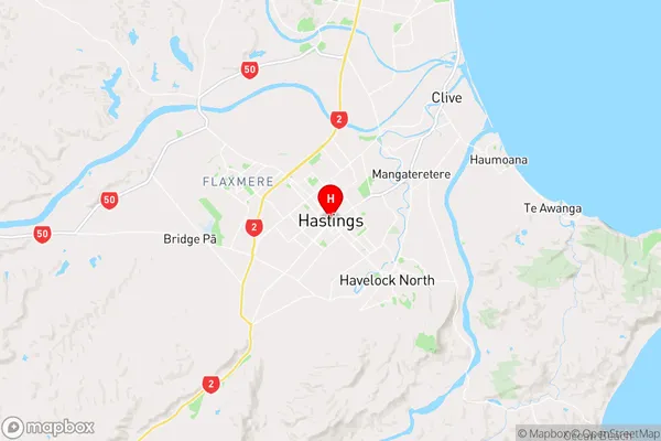 Hastings, Hawke's Bay Region Map