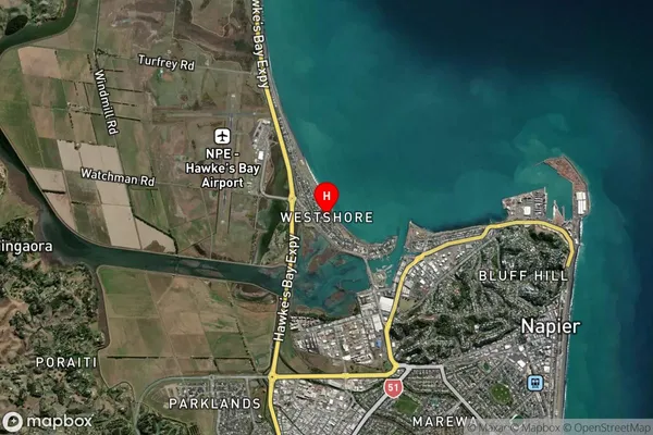 Westshore, Hawke's Bay Satellite Map