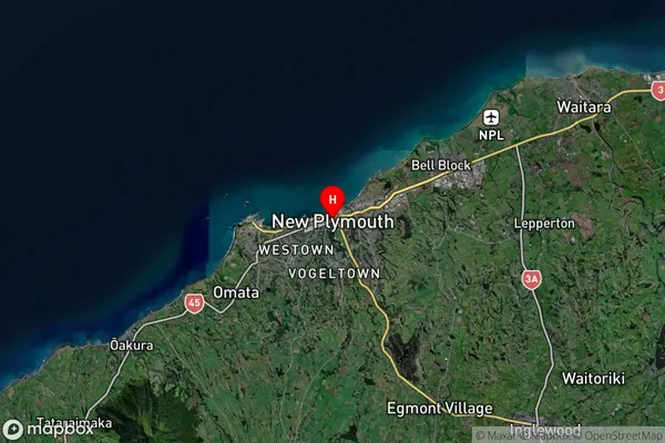 New Plymouth, Taranaki Satellite Map